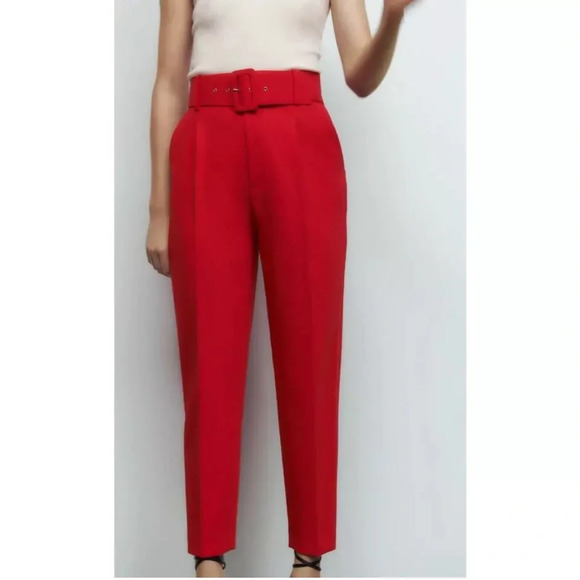 Zara Pants - Zara Red Pleated Business Casual Blogger Trouser Pants